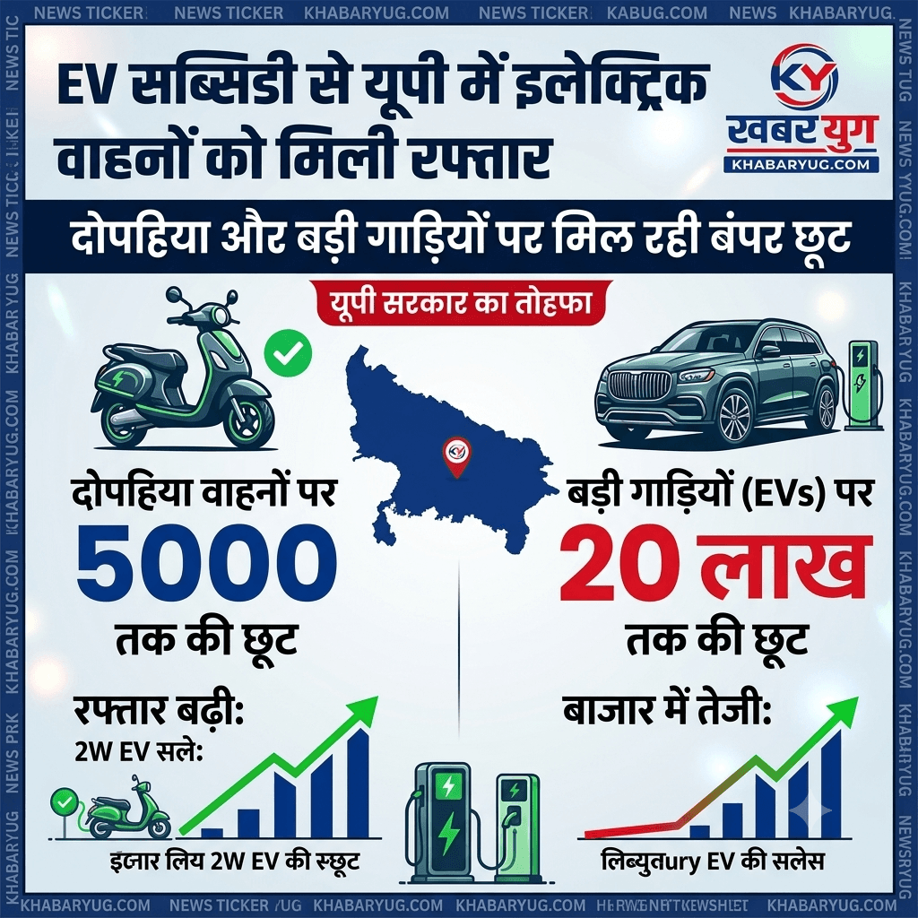 EV सब्सिडी से यूपी में इलेक्ट्रिक वाहनों को मिली रफ्तार, दोपहिया पर 5000 और बड़ी गाड़ियों पर मिल रही 20 लाख तक की छूट